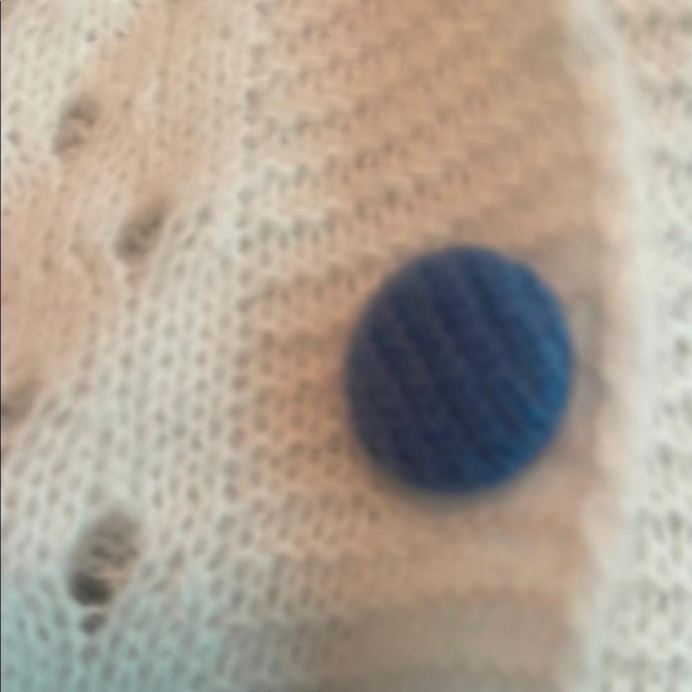 Floral Knit Cardigan Sweater - White and Blue - Picture 3 of 5
